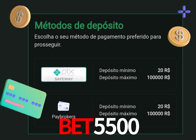 O cassino bet5500 oferece uma grande variedade de métodos de pagamento